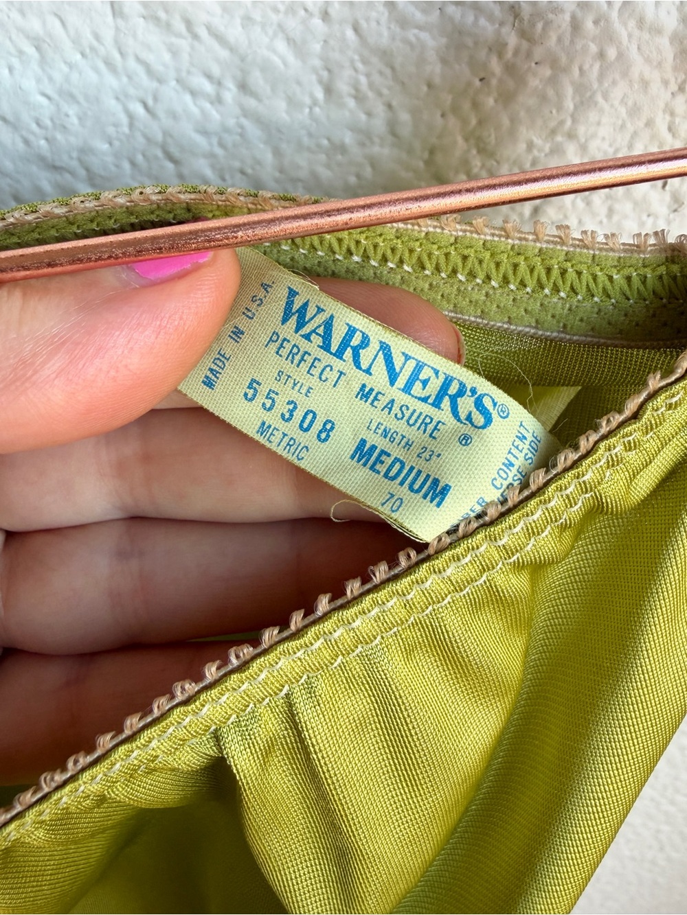 Vintage Warners Hand Dyed Chartreuse Slip Skirt Medium - Picture 4 of 5